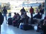 Wachten op het busstation Santiago